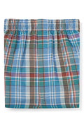 Turquoise Plaid Check Cotton Boxer Shorts