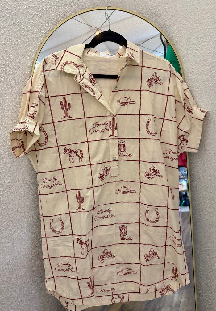 Western Inspired Mini Shirt Dress