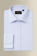 White & Blue Candy Stripe St James' Collar Tailored Fit Poplin Shirt