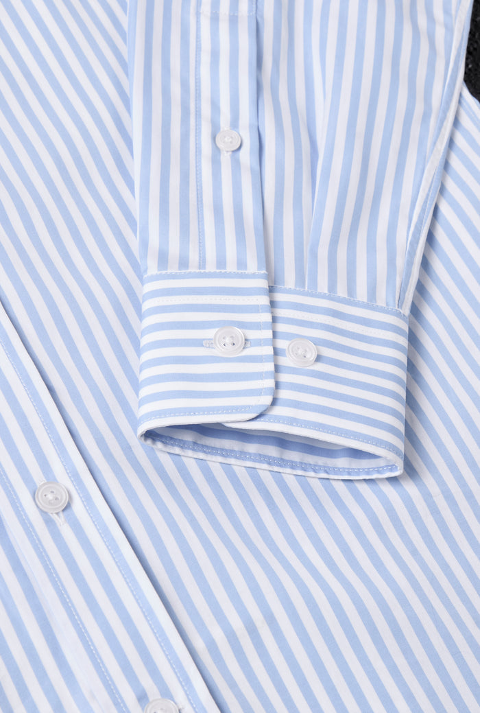 White & Blue Candy Stripe St James' Collar Tailored Fit Poplin Shirt
