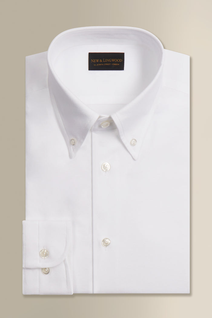 White Button Down Collar Tailored Fit Oxford Shirt