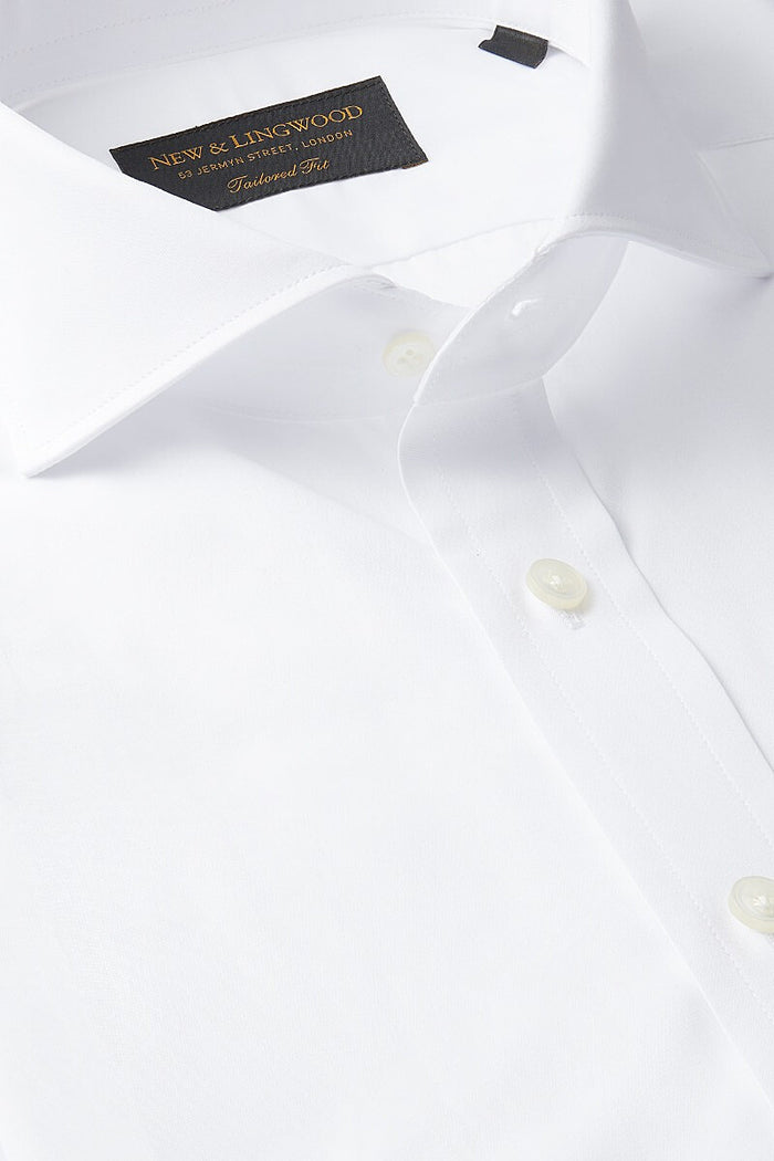 White Cutaway Collar Tailored Fit Double Cuff Poplin Shirt