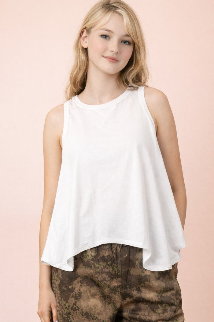 White Flare Tank