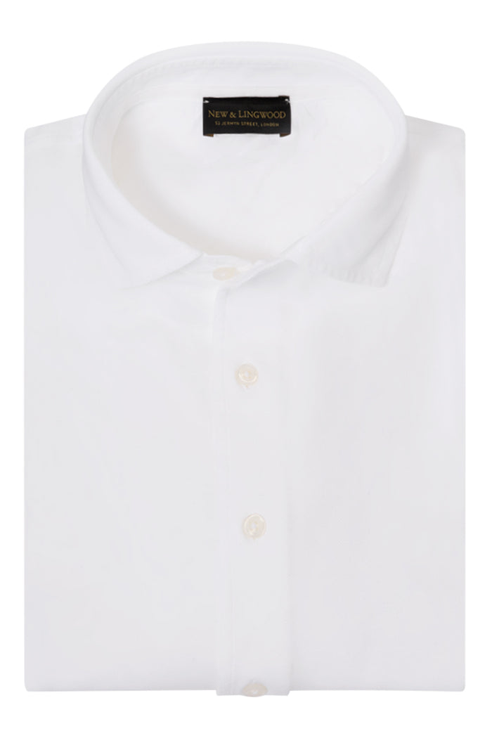 White Long Sleeve Piqué Cotton Shirt