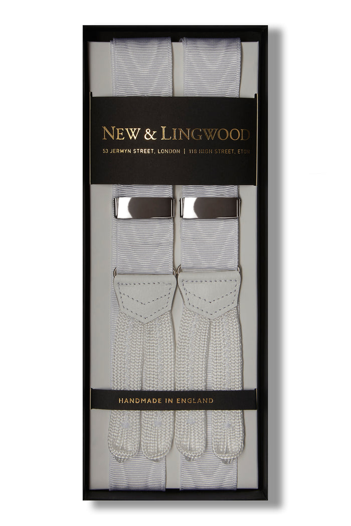 White Moire Braid End Braces 32mm