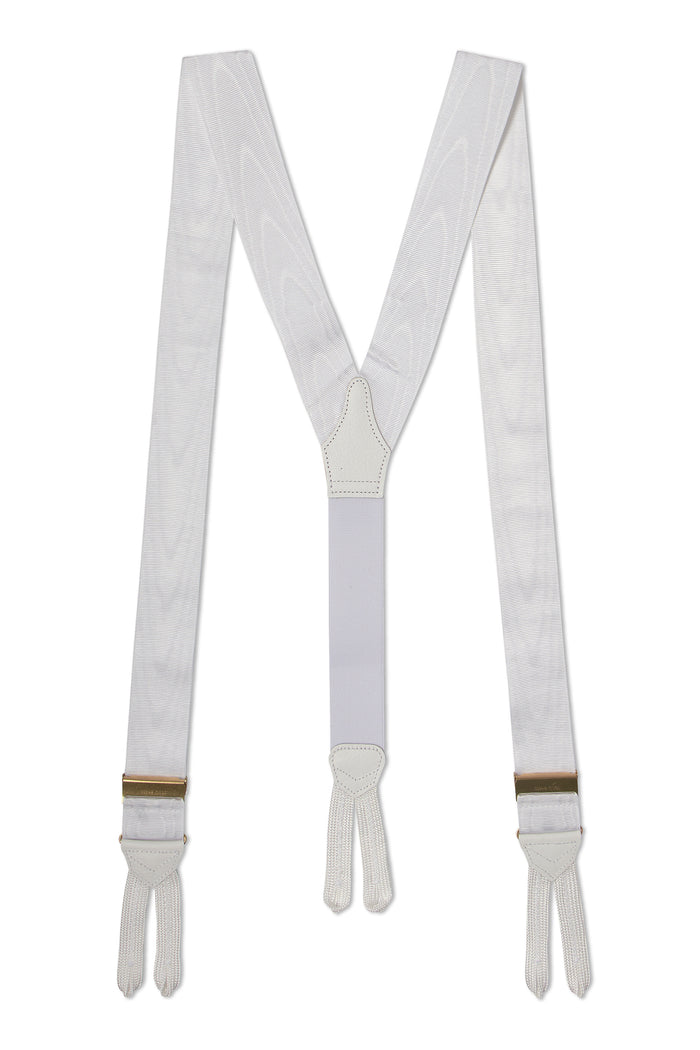 White Moire Braid End Braces 32mm