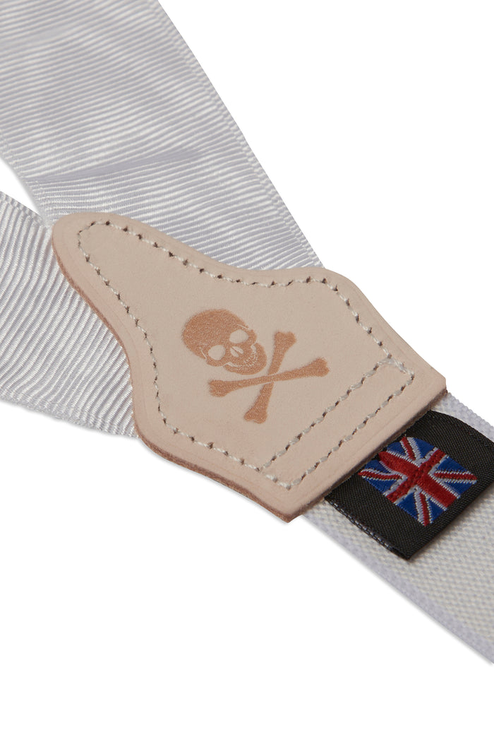 White Moire Braid End Braces 32mm