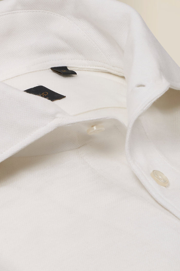 White One Piece Collar Cotton & Cashmere Popover Shirt