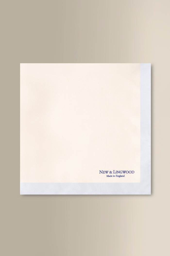 White & Sky Border Silk Pocket Square