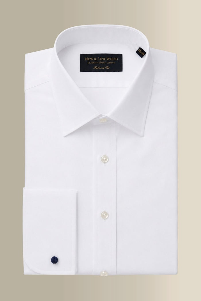 White St James' Collar Tailored Fit Double Cuff Poplin Shirt