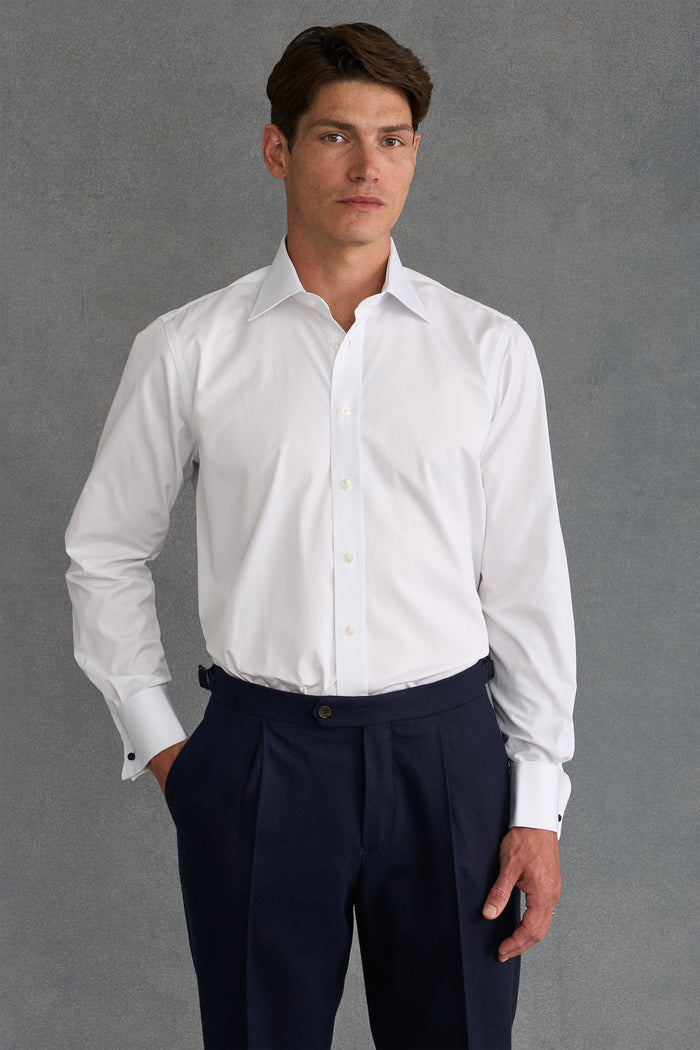 White St James' Collar Tailored Fit Double Cuff Poplin Shirt