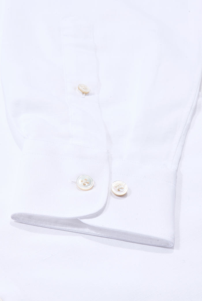 White St James' Collar Tailored Fit Single Cuff Cotton & Linen Shirt
