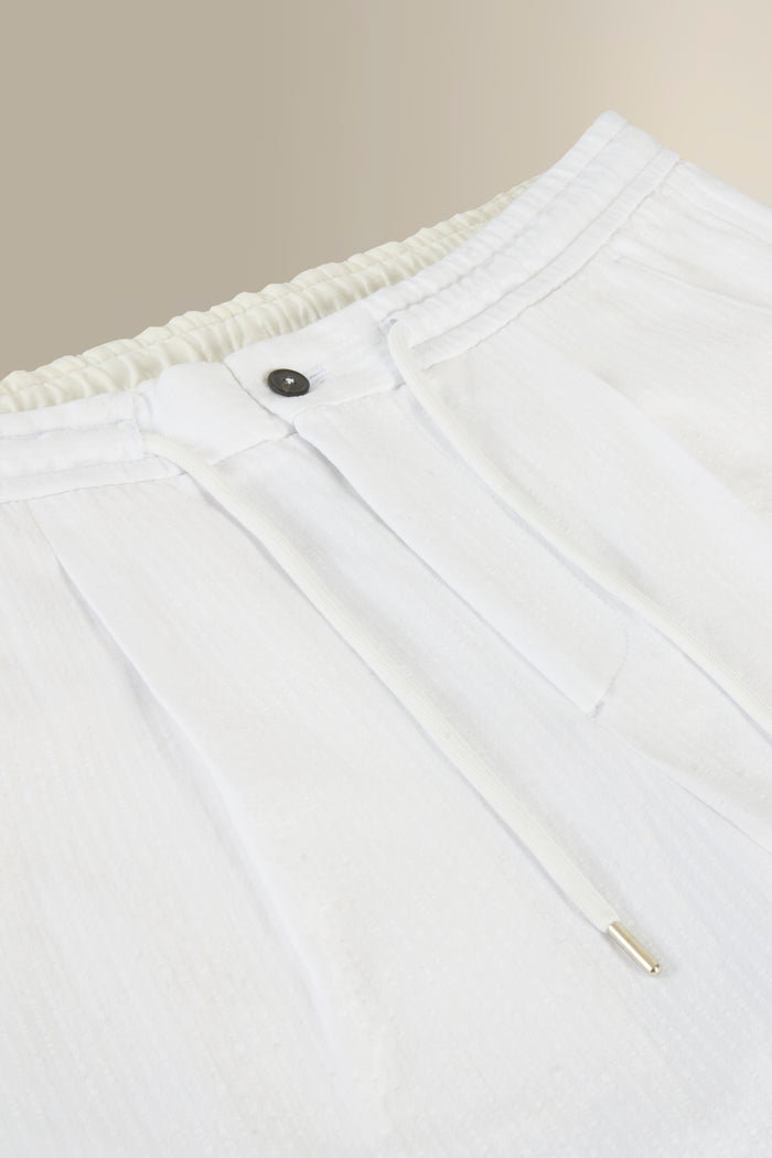 White Stripe Drawstring Madras Trousers