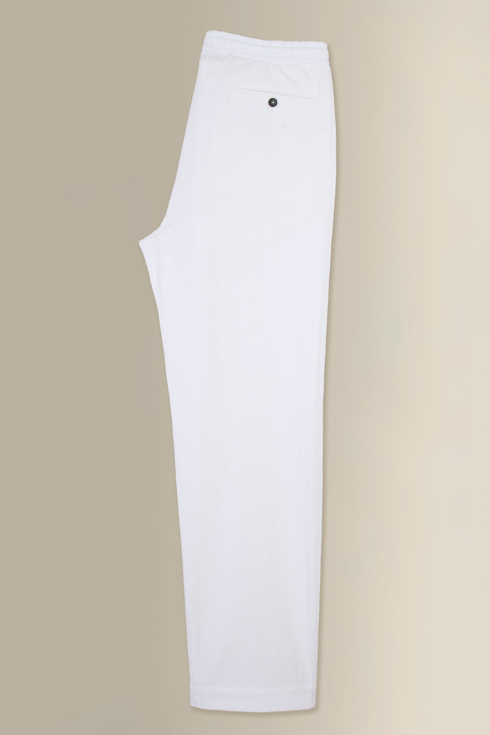 White Stripe Drawstring Madras Trousers