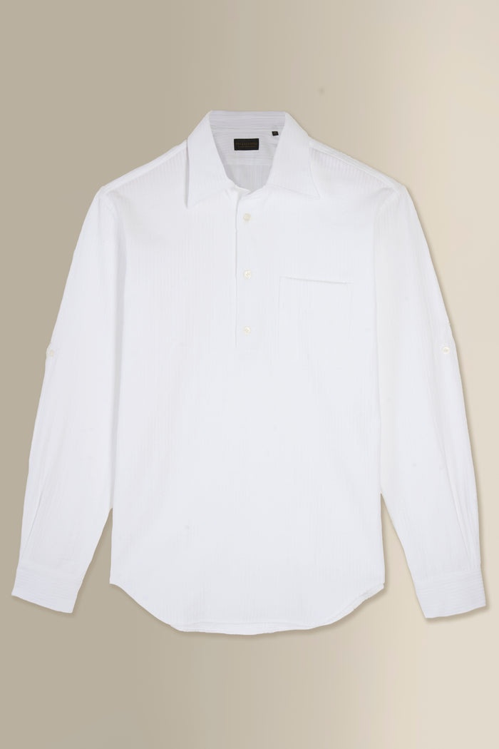 White Stripe Madras Popover Shirt