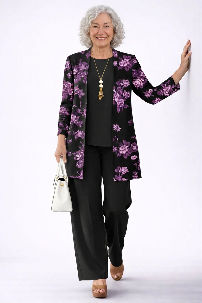 Women's 3 Piece Set UK – Black Floral | The Helia | Huna