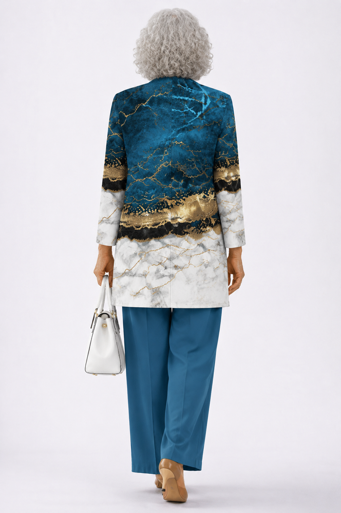 Women's 3 Piece Set UK – Blue & Gold Marble | The Teresa | Huna