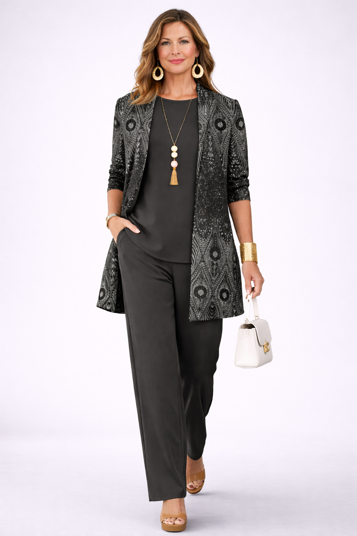 Women's 3 Piece Set UK – Elegant Black | The Hedley | Huna