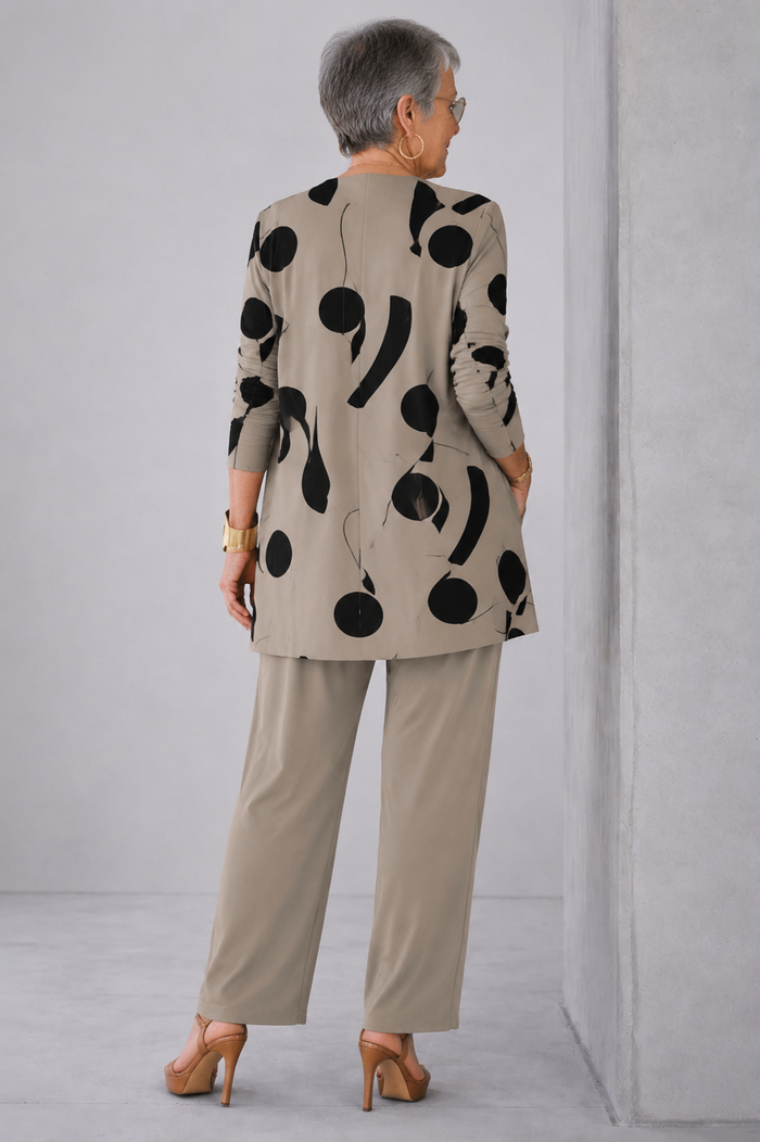 Women's 3 Piece Set UK – Taupe Print | The Sheila | Huna