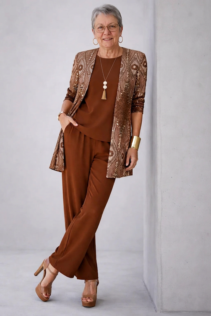 Women's 3 Piece Set UK – Warm Brown | The Glenna | Huna
