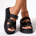 Women's Chunky Platform Sandals Black White Beige Pink Synthetic