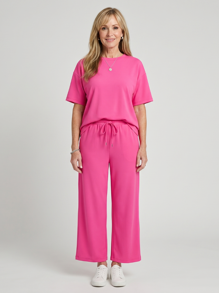 Women's Crew Neck Top & Straight Leg Pants Set – Co-ord | The Wihel | Huna