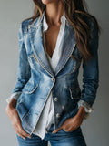 Women's Denim Blazer UK – Tailored Washed Cotton | The Frankie | Huna