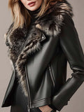 Women's Leather Jacket UK – Fur Collar Lined | The Sable | Huna