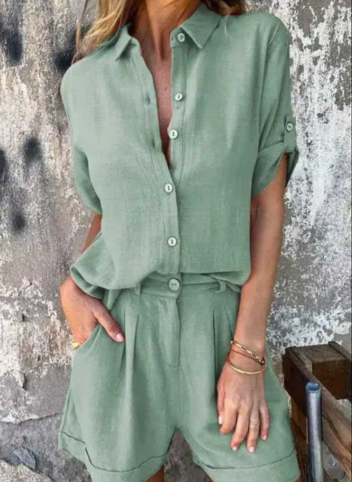 Women's Linen Blend Two Piece Set – Co-ord | The Maya | Huna