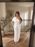 Women's Linen Co-ord Set – Two Piece White | The Esme | Huna