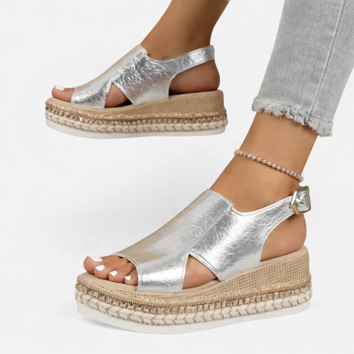 Women's Metallic Wedge Sandals UK – Summer Comfort | The Solene | Huna