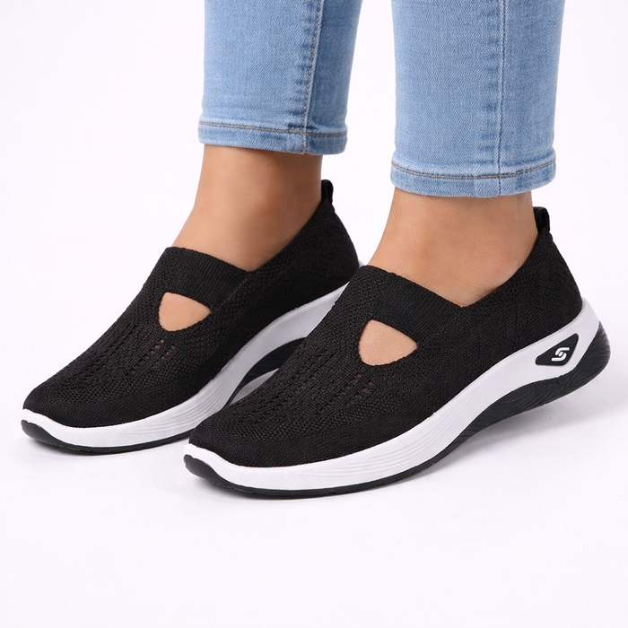 Women's Slip-On Shoes Gray Breathable Knit Orthopedic Support