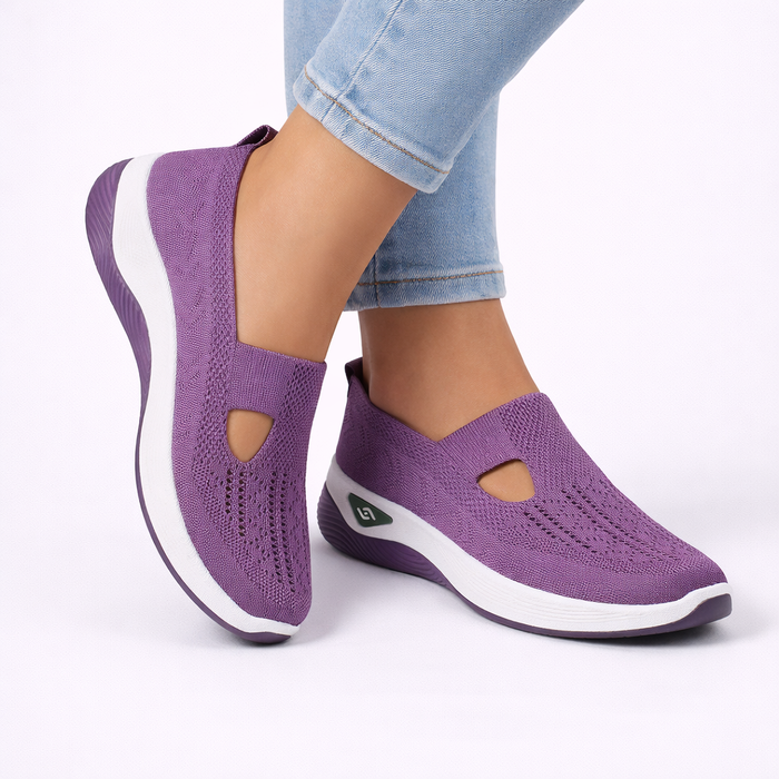 Women's Slip-On Shoes Gray Breathable Knit Orthopedic Support