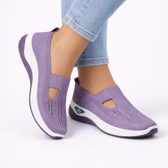 Women's Slip-On Shoes Gray Breathable Knit Orthopedic Support