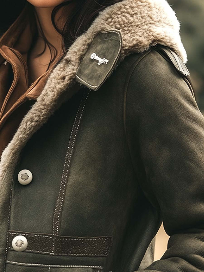 Women's Suede Coat UK – Retro Warm Tailored | The Winsley | Huna