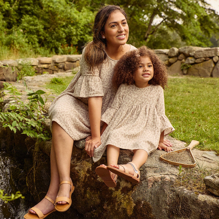 Womens Tan Floral Gauze Dress Dresses Modern Moments™ by Gerber®