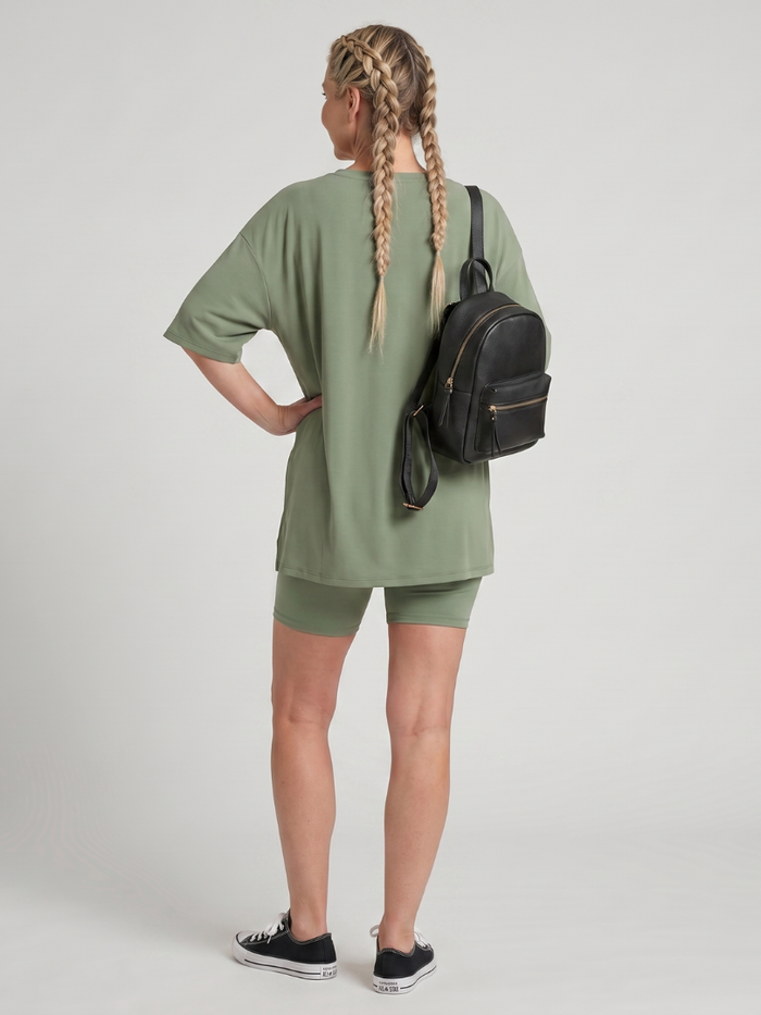 Women's Top & Biker Shorts Set – Relaxed Co-ord | The Coline | Huna