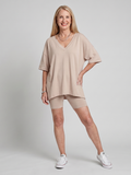 Women's V Neck Top & Shorts Set – Relaxed Co-ord | The Lucinda | Huna