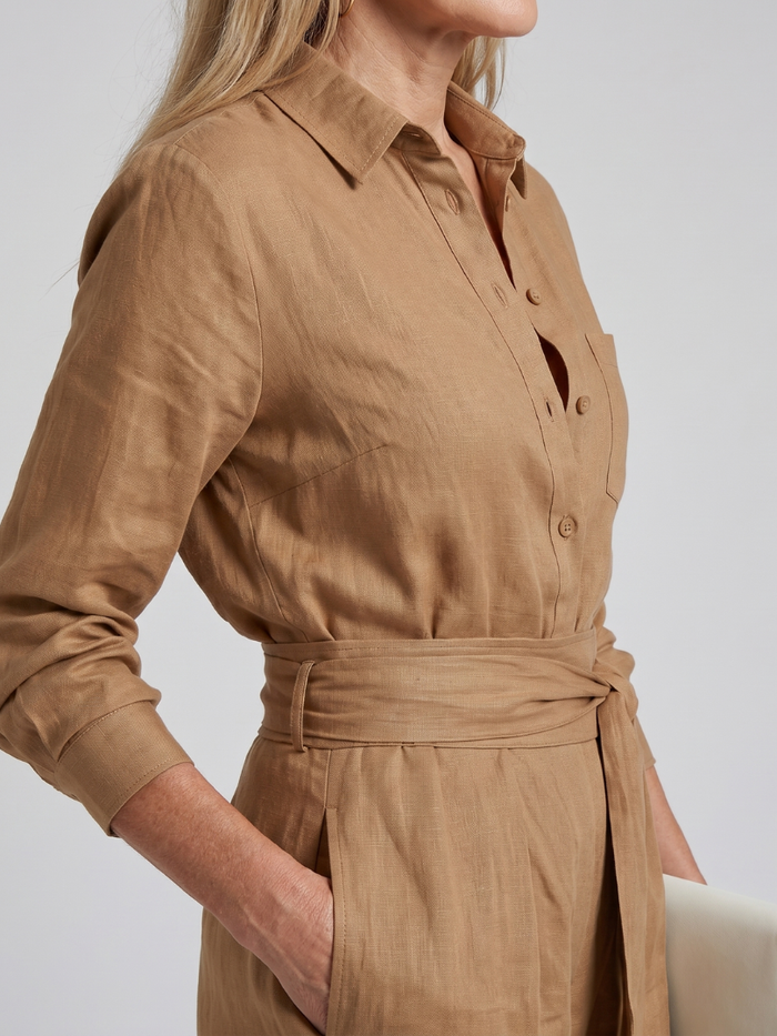 Women's Wide Leg Jumpsuit – Long Sleeve Button Front | The Jovie | Huna
