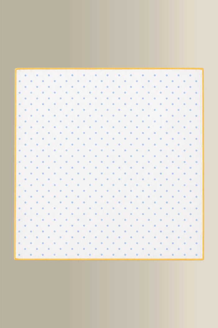 Yellow & Blue Polka Dot Linen Pocket Square