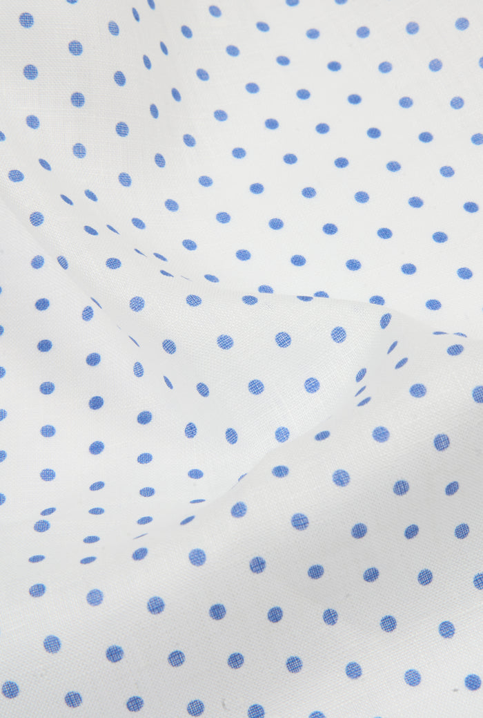Yellow & Blue Polka Dot Linen Pocket Square