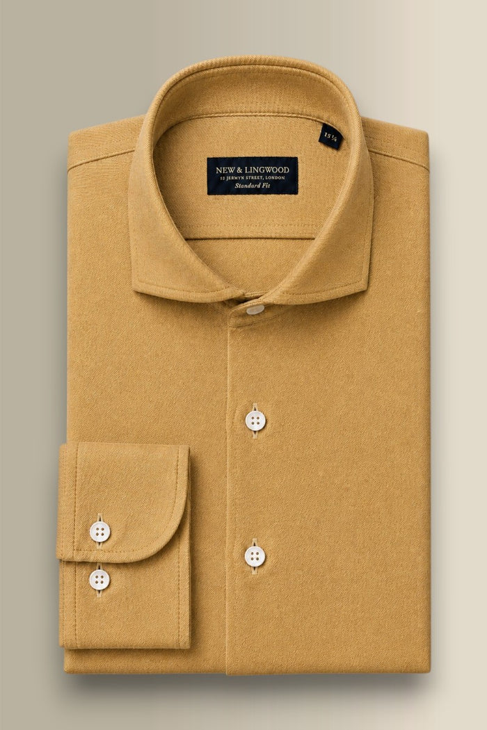 Yellow Cutaway Collar Standard Fit Flannel Shirt