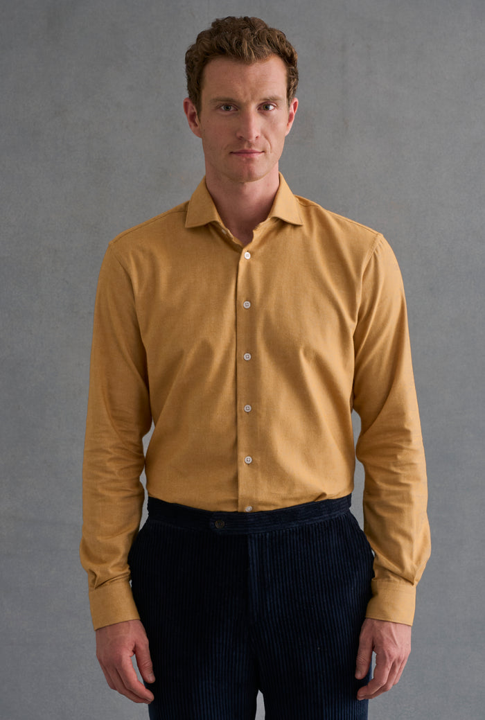 Yellow Cutaway Collar Standard Fit Flannel Shirt