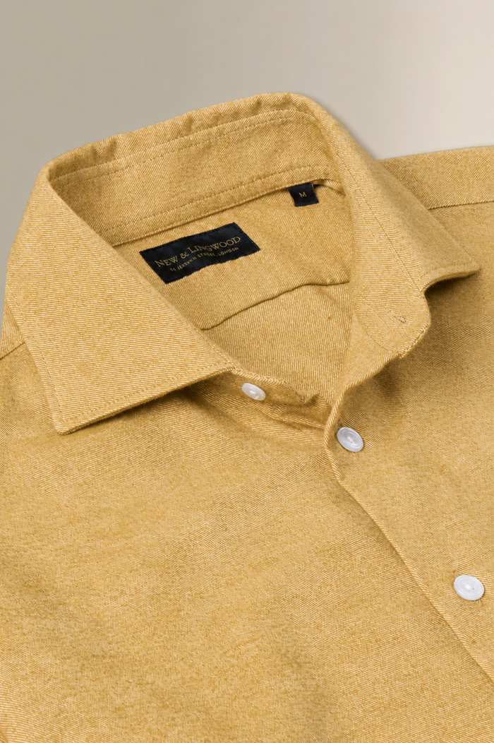 Yellow Cutaway Collar Standard Fit Flannel Shirt