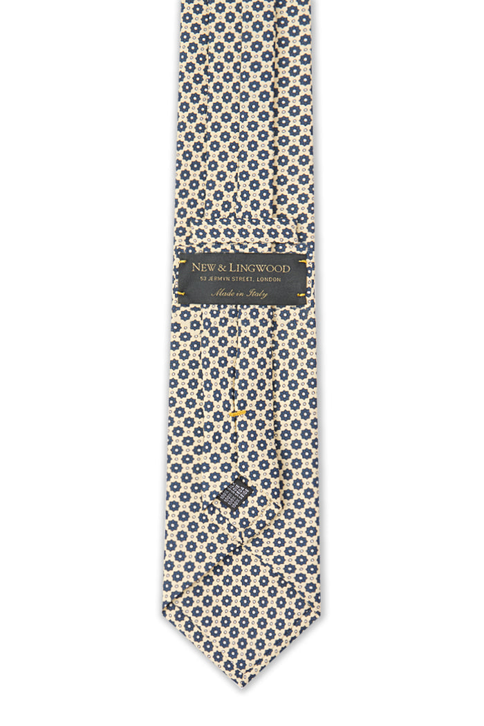 Yellow Micro Floral Print Silk Tie