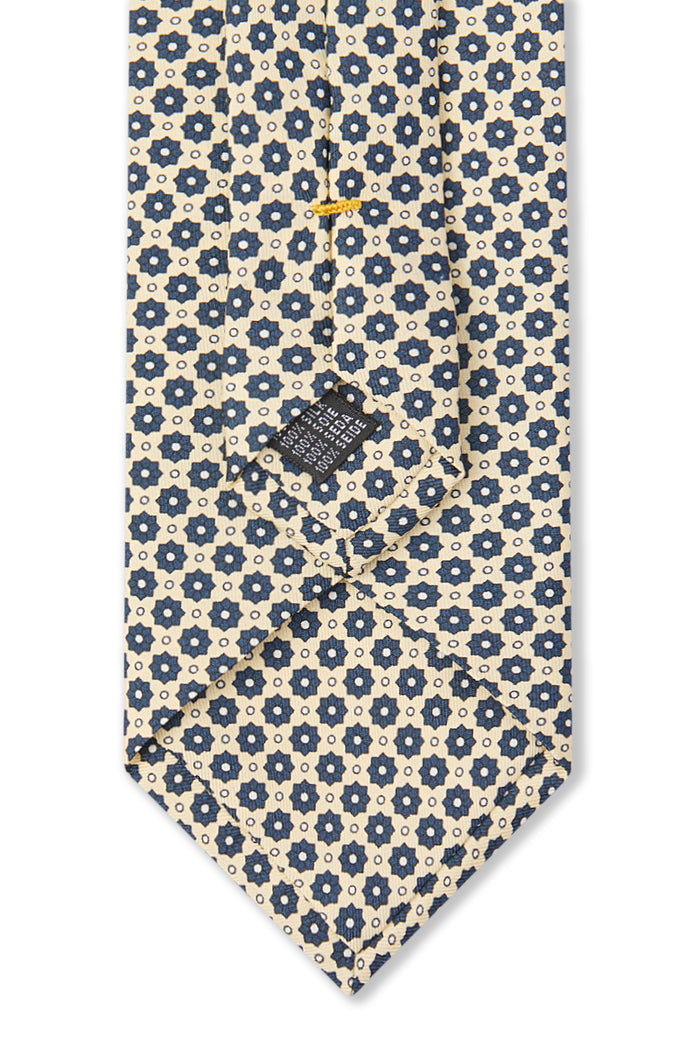 Yellow Micro Floral Print Silk Tie