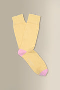 Yellow & Pink Heel Toe Mid Calf Cotton Socks