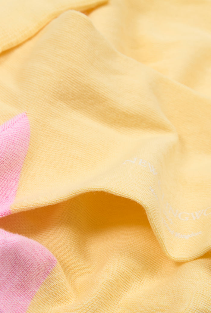 Yellow & Pink Heel Toe Mid Calf Cotton Socks