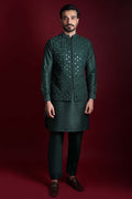 Z's Emerald Green Mirror work waistcoat set